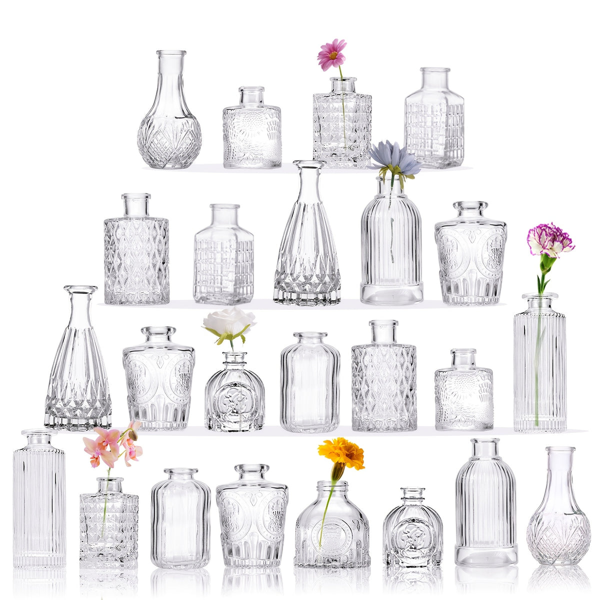 TOMNK 12/30/43/52/72Pcs Bud Vase, Party Centerpieces, Wedding Centerpieces for Tables, Mini Clear Bud Vases for Flowers, Small Flower Vases Suitable for Birthday Party, Anniversary, Wedding, Home Table Deco, Multiple Sizes