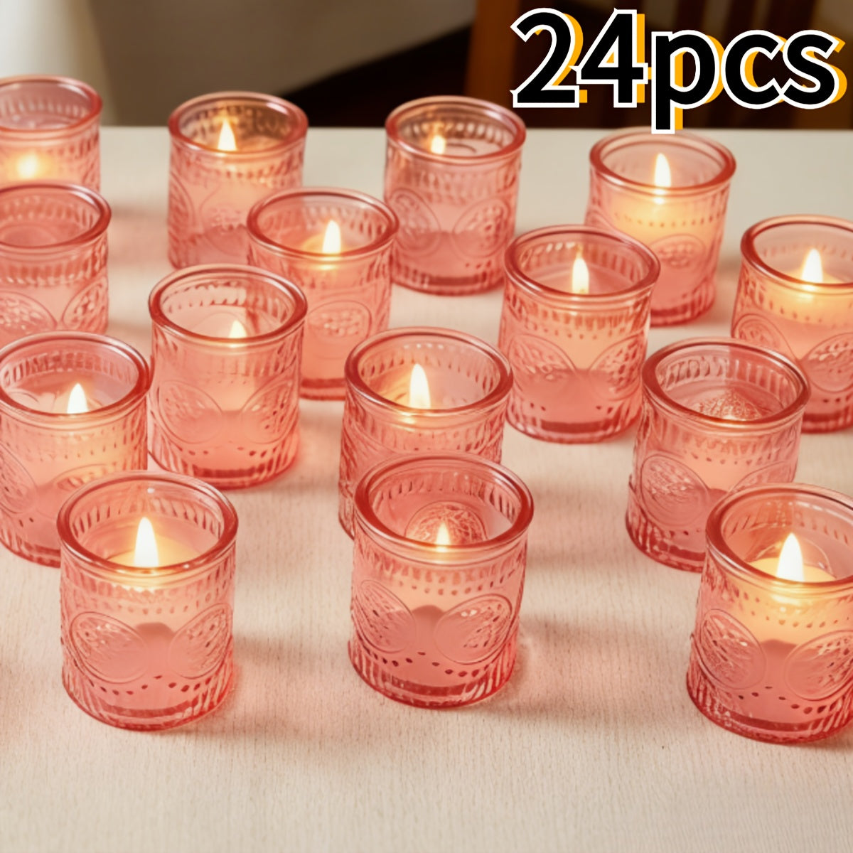 24/12/6pcs, Votive Candle Holders, For Christmas Decorations, Dinner Accessories For Holiday Party Tabletop Decor, For Weddings, Birthdays, Home Decor, Thanksgiving, Valentines Day, New Year, Hurricane Glass Candle Holders Bulk