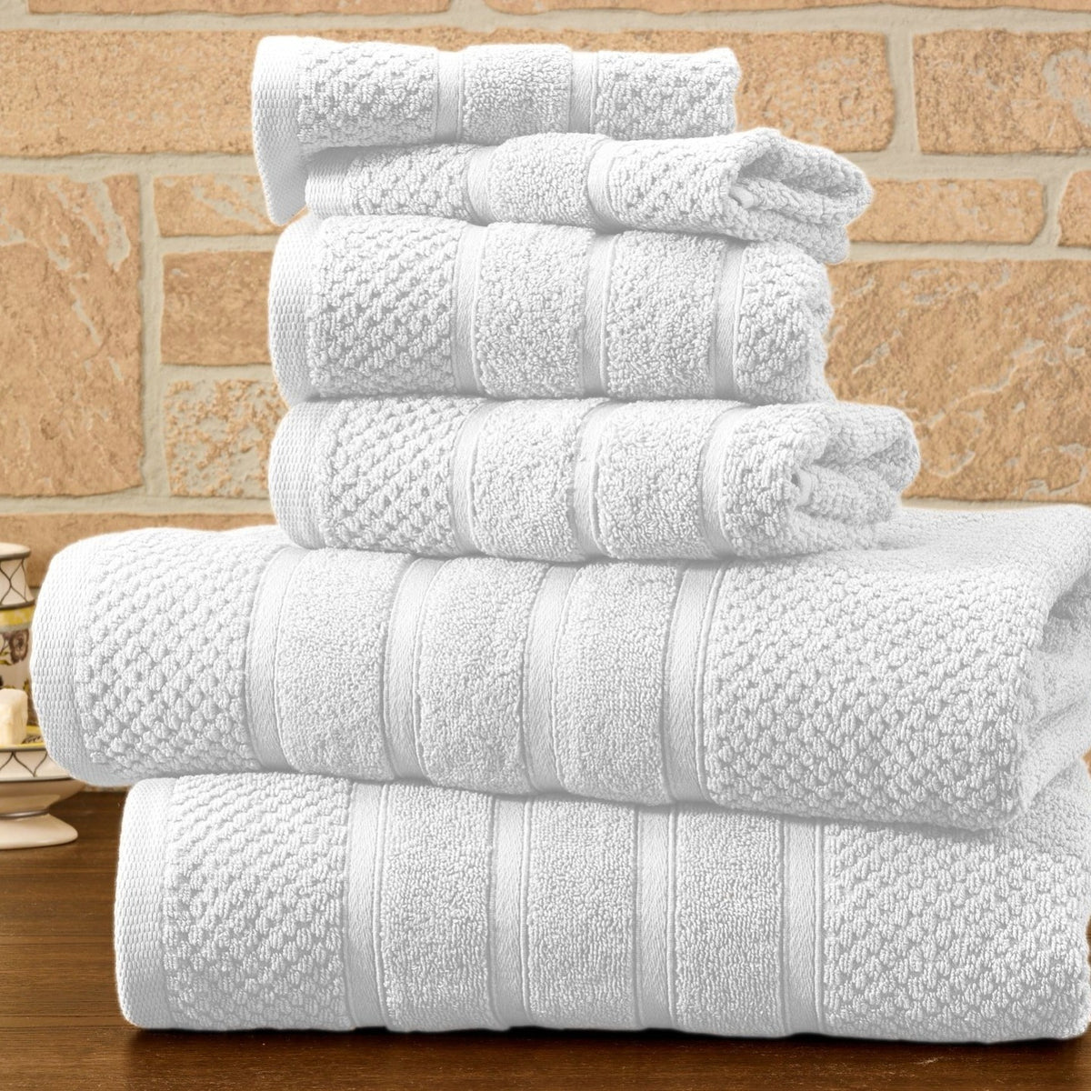 6 Piece Egyptian Cotton Towel Set . The set is made of 100 Egyptian cotton known for its softness, absorbency, and durability. These towels make an ideal complement to any bathroom whether you use it to pamper yourself or reserve it for special guests. Th