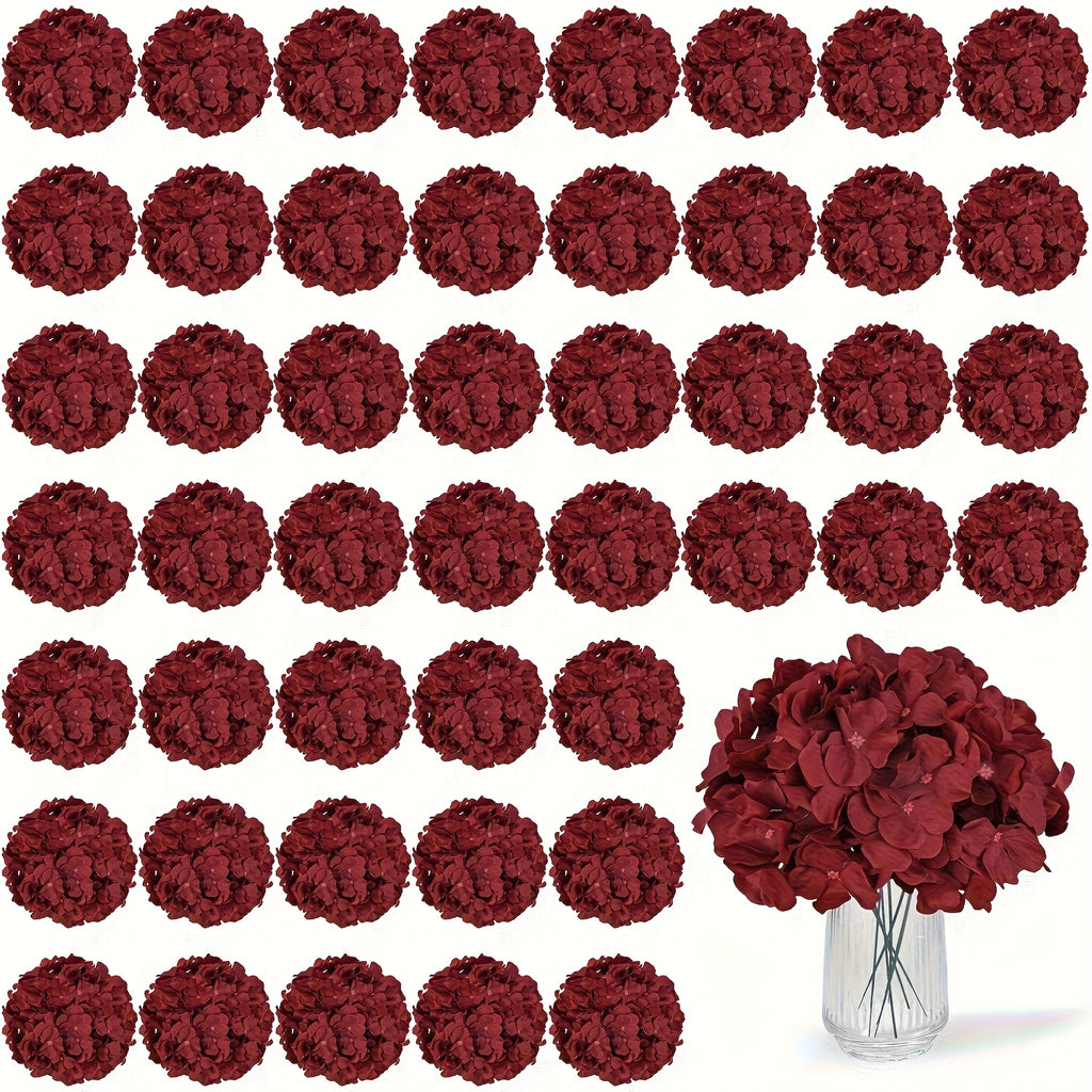 63pcs Artificial Hydrangea Flowers with Stems - Realistic Full Faux Silky Blooms, Round Heads Suitable for Wedding, Baby Shower, Garden, Party Decor, Home Decoration - Fake Flowers for Centerpieces, Arrangements, Year-Round Use