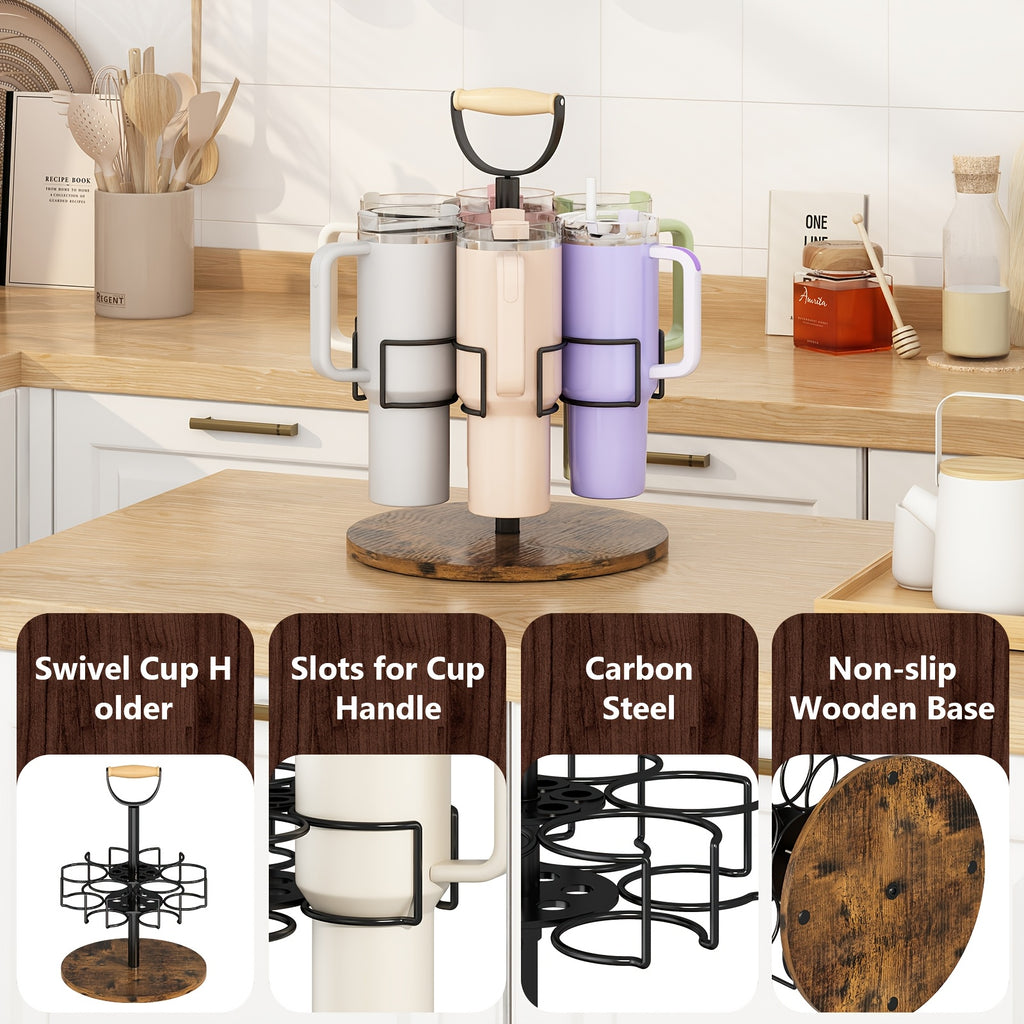 Rotatable Cup Holder, Water Bottle Organizer for Tumbler with Handle, Kitchen Organizers And Storage for Cup Additions, Organizer for Cups