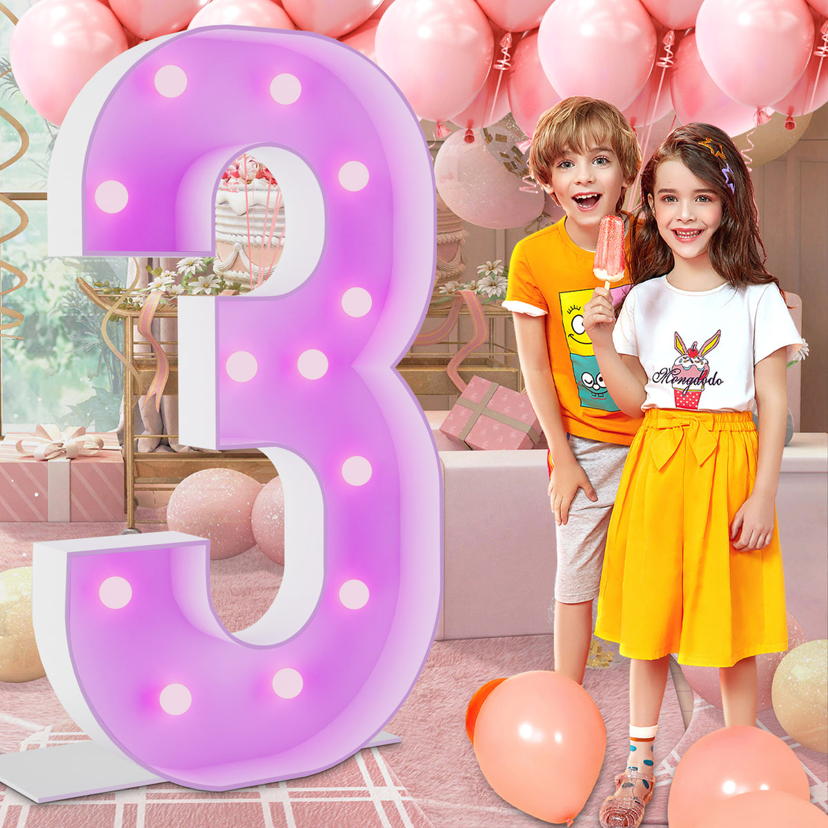 Marquee Numbers 4 feet tall 0-9 20 & 24 11 Colors & 3 flash modes