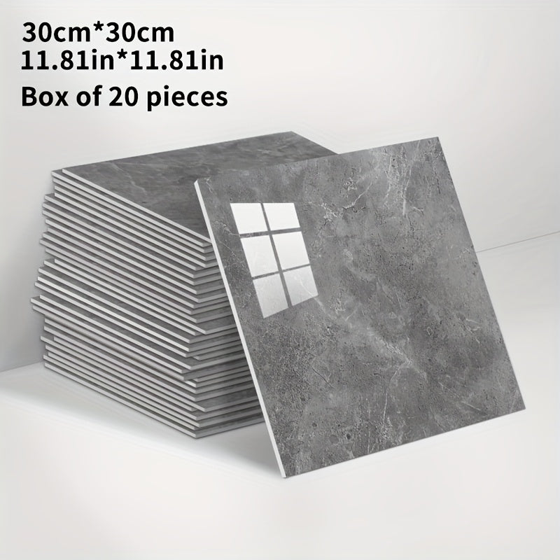 20/50pcs 3D Marble Wall Tiles Wallpaper, Self-Adhesive Foam Wall Panels, Home Decoration Wall Stickers, Peel And Stick, Easy to Clean And Cut, Suitable for Renovation of Bathrooms, Living Rooms, Kitchens, Bedrooms, Not Real Tile (Grey Marble)