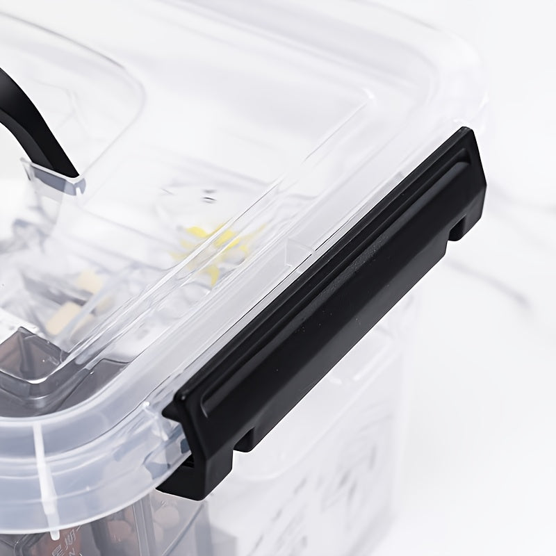 6pcs Transparent Plastic Storage Box, Stackable Storage Container with Lock Cover And Handle, for Organizing, Books, Beads, Pantry Items, Multi-purpose Home Storage Accessories The Best Gifts for Thanksgiving And Christmas