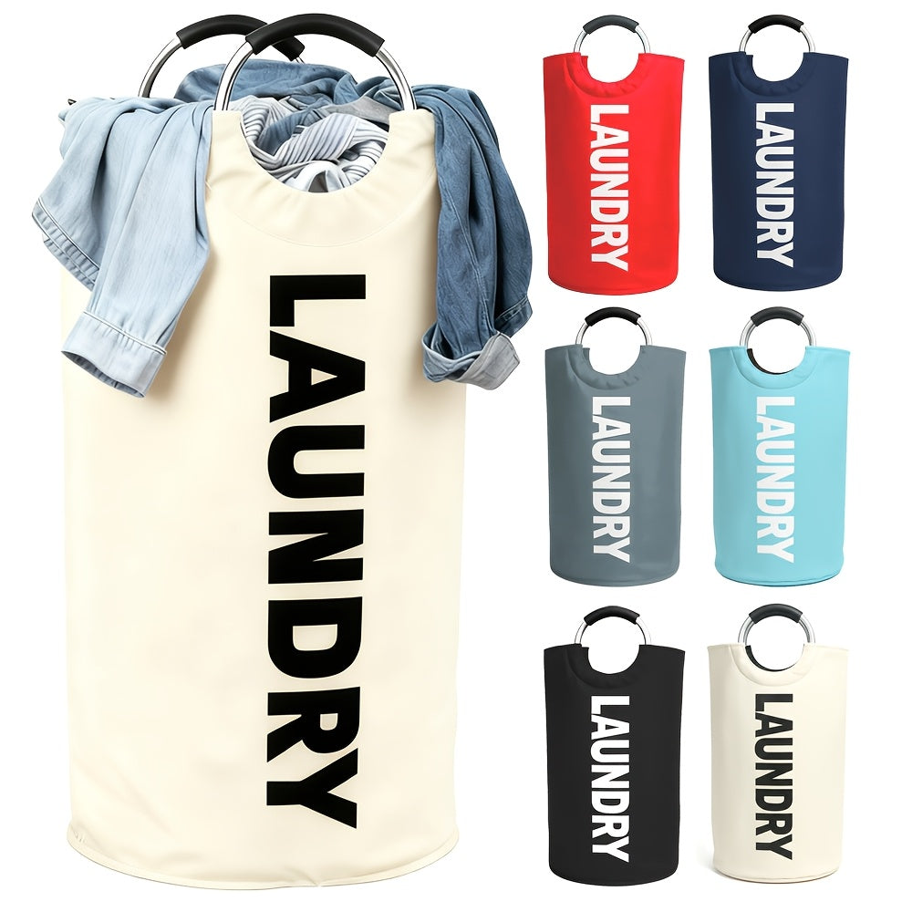 Extra Large Foldable Laundry Basket Hamper Bag (Aluminum Full Loop Handle) - Tall Collapsible Fabric Clothes Bin for Bedroom, Bathroom, College Dorm Storage, Closet Organization & Washing (Space-Saving Design), Laundry Baskets