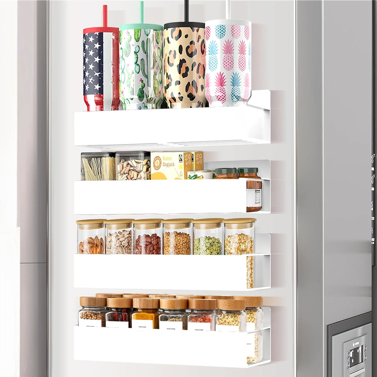 2/4pcs Magnetic Storage Box, Strong Magnetic Adsorption Non-perforated Installation Storage Rack, Kitchen Refrigerator, Coffee Machine, Washing Machine, Kitchen Spice Rack, Simple and Fashionable Household Goods.kitchen Organizers and Storage