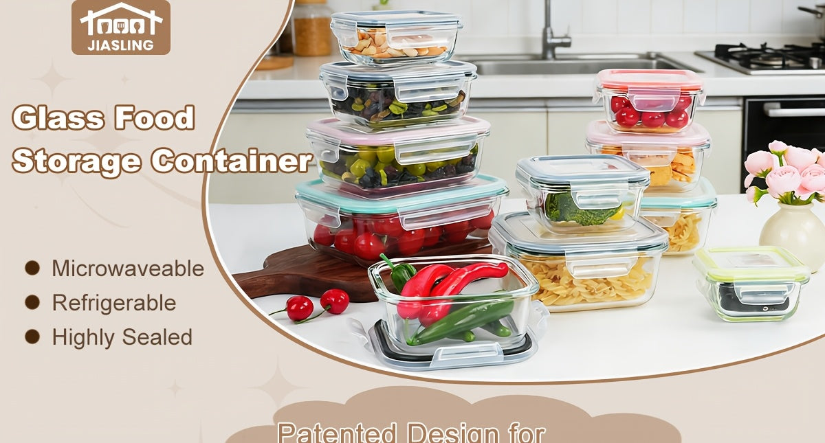 16pcs (8 Lids And 8 Containers) Sealed Glass Food Storage Containers, Lunch Boxes, Microwave Ovens, Ovens - Perfect for Salads, Fruits, Vegetables, And Sandwiches, Lunch Boxes | Sealed Storage | Durable Glass, Food Storage Containers
