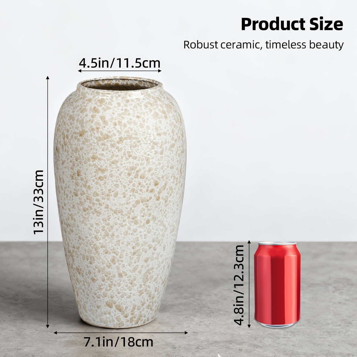 TOMNK Ceramic Flower Vase Home Decor -Large Farmhouse Table Vases Rustic Vintage Living Room Kitchen Bedroom Decorations for House Book Shelf Office Coffee Desk Dining Fireplace (7.9"/13" Tall Rustic)