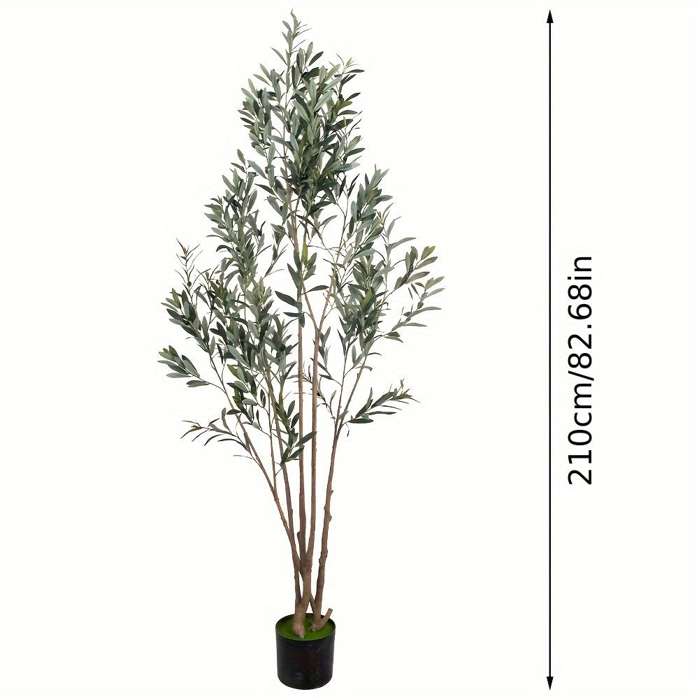 47.24inch/59.06inch/70.87inch/82.68inch Artificial Olive Tree with Realistic Black Fruits - Multi-Branch Broad-Leaved Mediterranean Plant, High-Quality Plastic Nordic Style Home Decor for Living Room, Kitchen, Hotel, Mall - No Maintenance Year-Round Decor