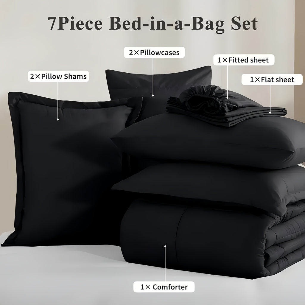 5/7pcs Luxurious Checkered Comforter Sets Queen-Breathable Comforter-Ultra-Soft Fluffy Fiber Filling, Warmth For All Seasons-Bed In A Bag With Comforter, Flat Sheet, Fitted Sheet, Pillowcases, And Pillowshams, Thick Comforter Set, Family Gift Set