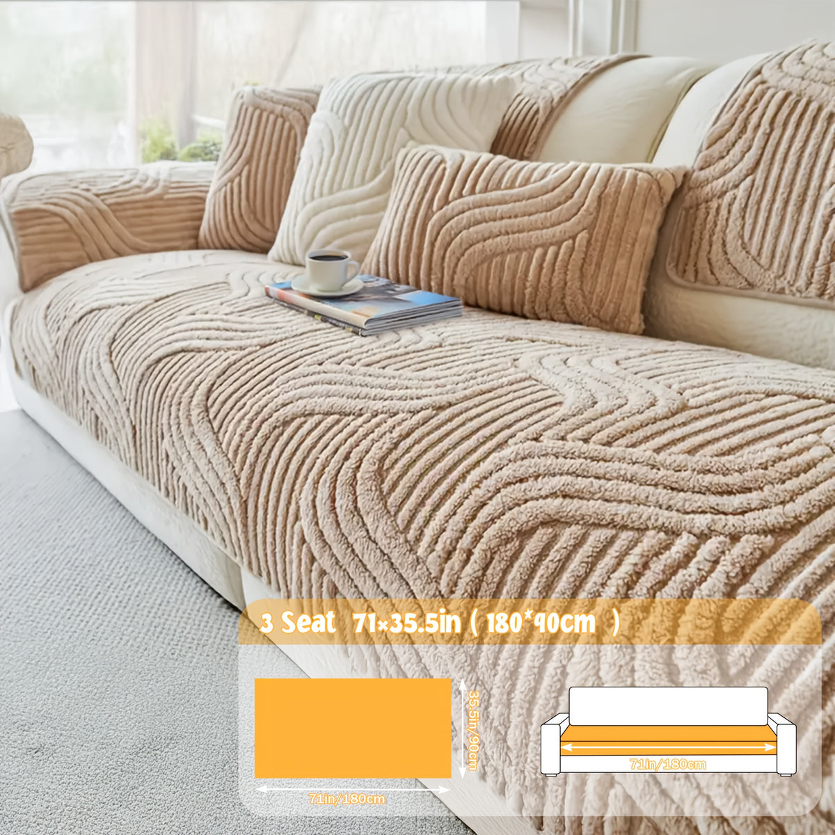 1pc of Thick, Quilted Sofa Cushion That Is Stylish, Durable, Warm, And Non-Slip. This Plush Sofa Cover Is Breathable And Comfortable, Making It Perfect for Families with Pets. It Is Suitable for Use in The Bedroom, Office, Living Room