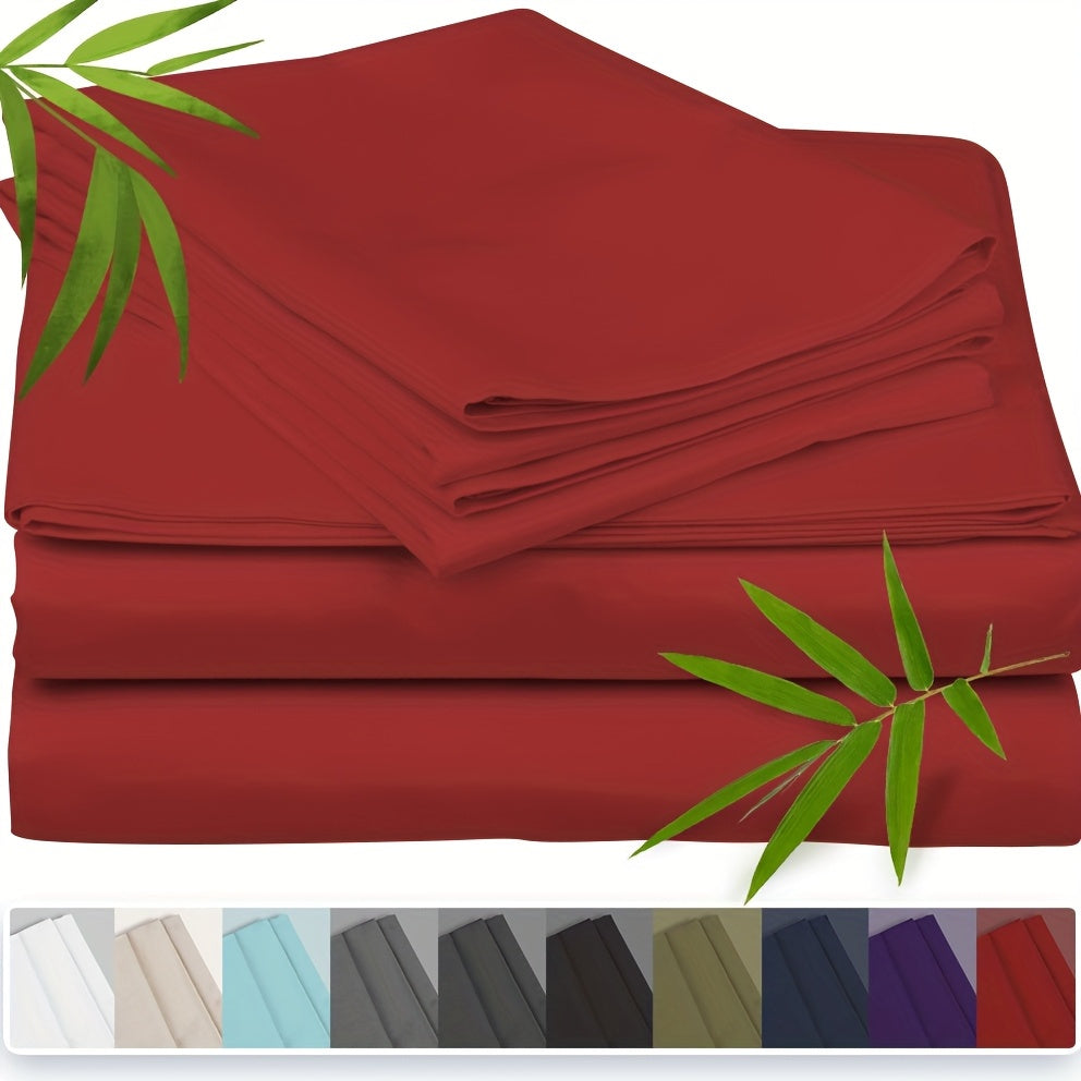 Emircey 3-piece100% Bamboo Fiber Cooling Bedding, Featuring Deep Pocket Design, Breathable And Cool, Suitable for Those Prone to Heat And Excessive Sweating. Fitted Sheet And Pillowcases, Gift for Family Members, Available In Queen King Sizes