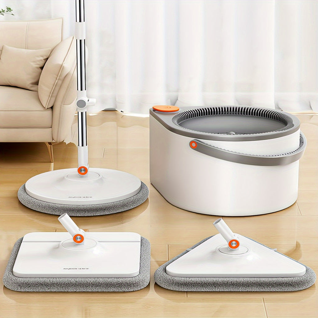 Clean and Dirty Water Separation Mop and Bucket Set, Hands-Free Washing System with Rotating Head Options for Wet and Dry Household Floor Cleaning