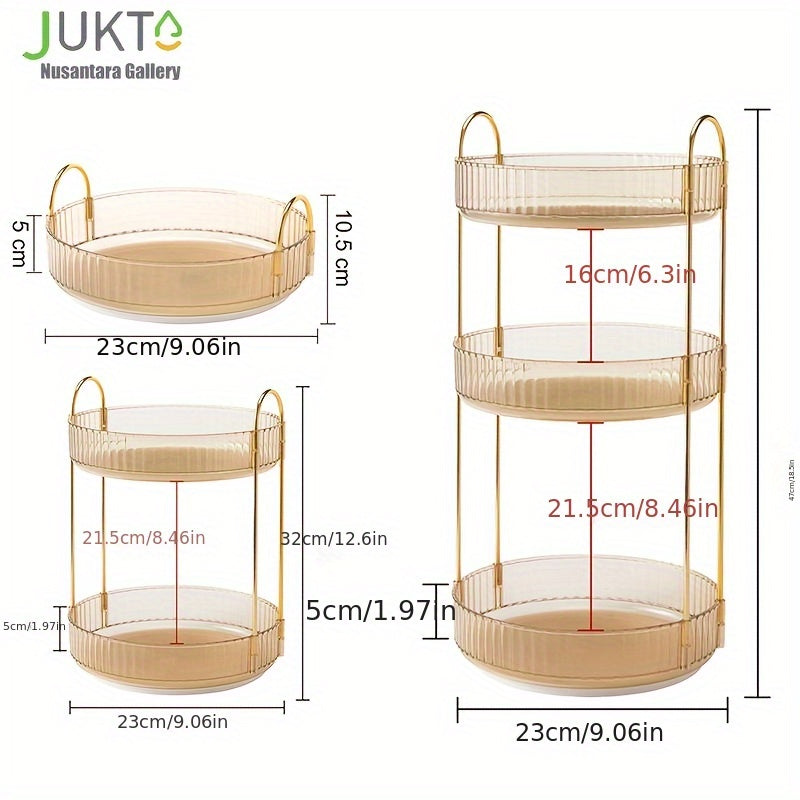 Rotating Cosmetic Storage Rack, A 360-Degree Rotating Cosmetic Storage Multi-Functional Brush, Lipstick, Skin Care Products And Stationery Storage Box - Durable, Odorless, Luxurious Striped Design Desktop Storage Box, Giving Tape As a Gift