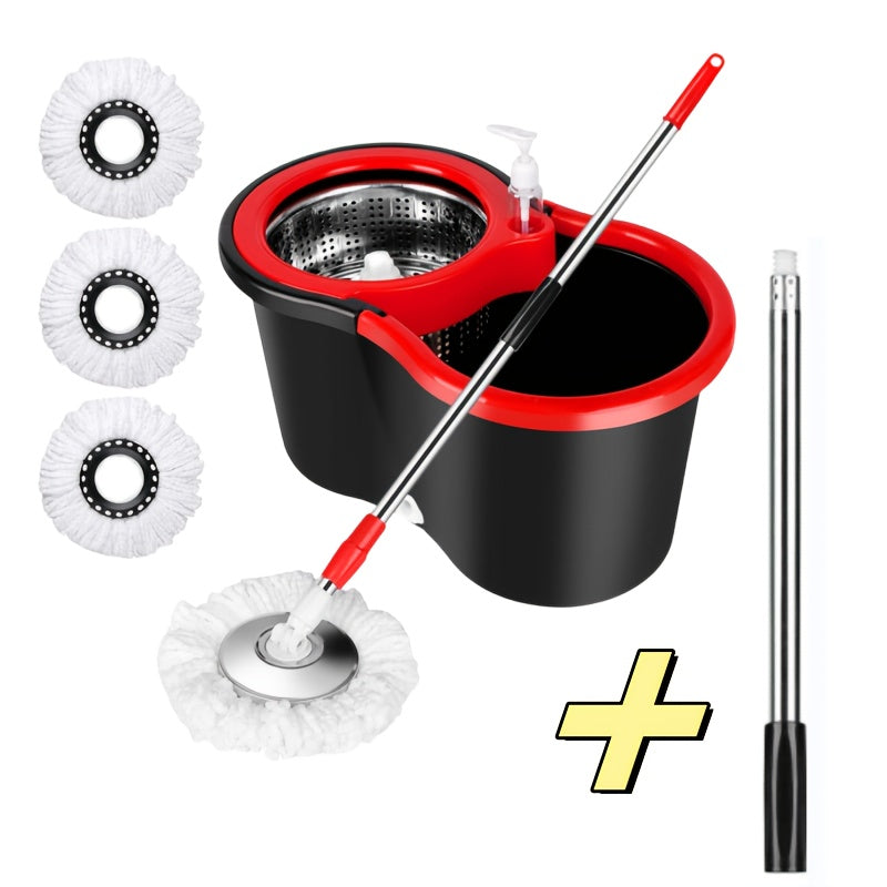 Mop Bucket Set, Spin Mop And Bucket And Wringer Set, Bathroom Mop Bucket, 360° Spin Mop Bucket System with 3 Microfiber Mop Replacement Heads And 61 Inch Adjustable Handle for Floor Cleaning, Holiday Cleaning, Christmas Cleaning