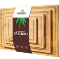 Bamboo Cutting Board Set of 4, Assorted Size Kitchen Chopping Boards with Juice Grooves for Meat, Vegetables, Fruit, Bread and Cheese Serving