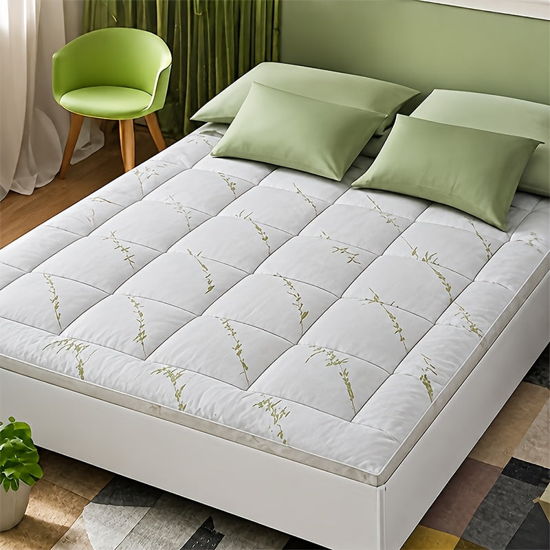 Deep Pocket Mattress Topper in Bamboo Blue, Fitted Bed Cover with 8 to 21 Inch Pockets and Twin to California King Options for Home, Guest Rooms and Dorms