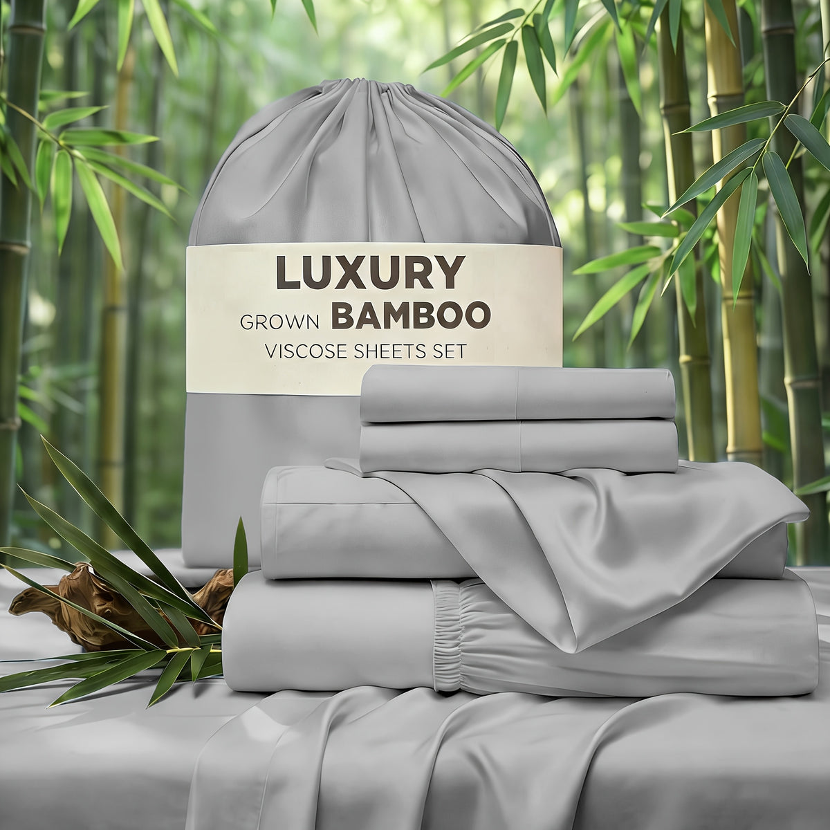4pcs Hotel Luxury Bed Sheet & Pillowcase Set - Ultra Soft Rayon Derived From Bamboo, Wrinkle Fade & Stain Resistant, 14" Deep Pocket, Easy Care Bedding for Bedroom & Kids Room Decor