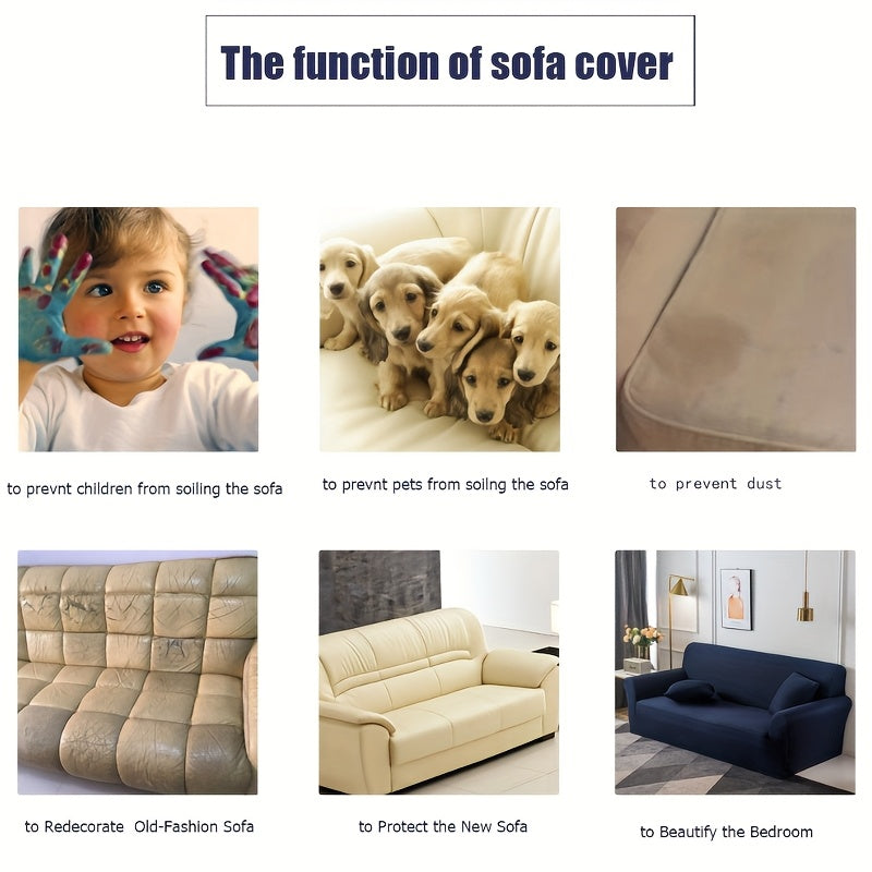 Elastic Non-Slip Sofa Cover ( Pillowcases Excluded) - Cat Scratch Resistant, Breathable Fabric, Versatile Fit for Living Room/Bedroom/Office Decor - Easy Care Material