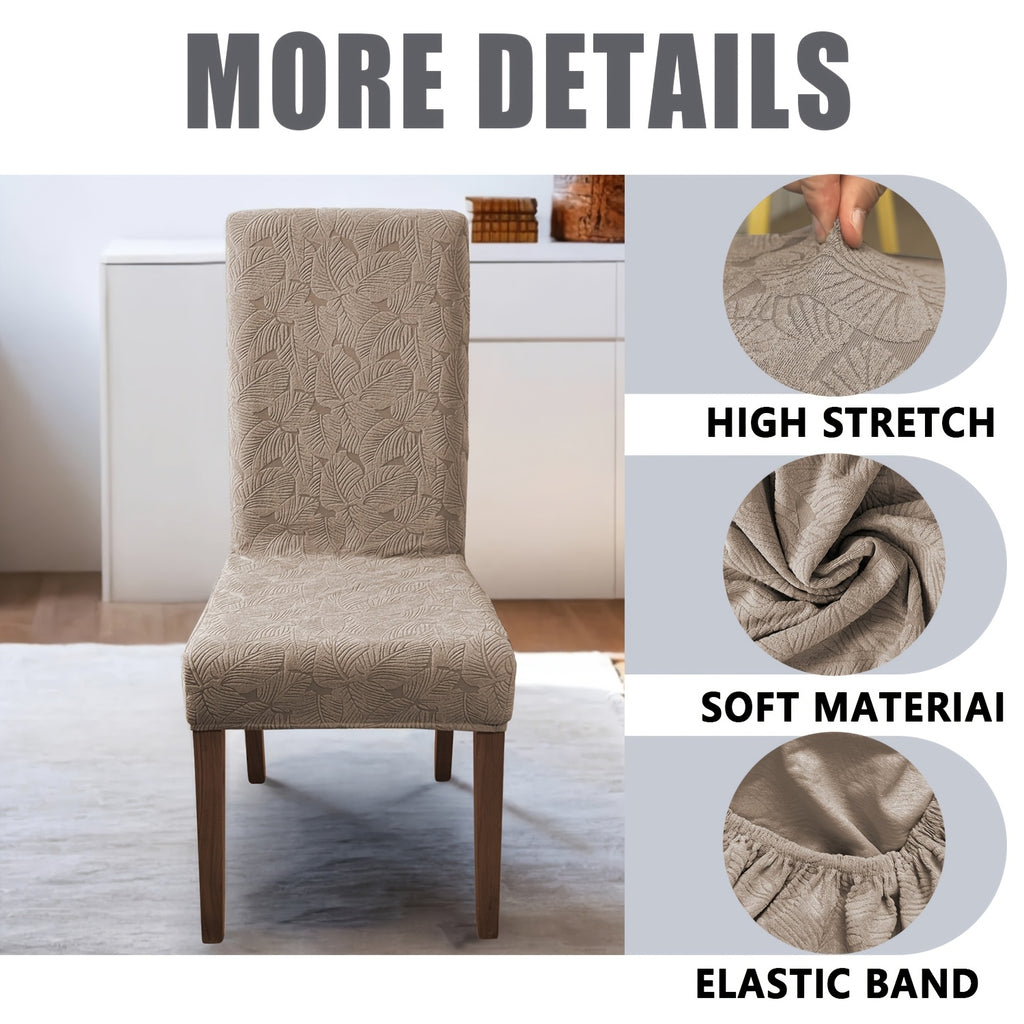 Leaf Pattern Dining Chair Covers, Stretch Parsons Chair Slipcovers in 4 or 6 Piece Sets and Eight Colors for Kitchen, Dining Room and Wedding Decor