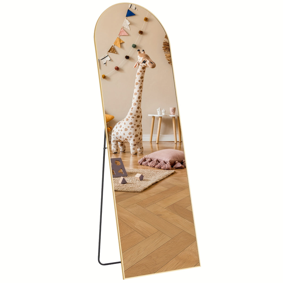 Idle Way 59x16 Arched Full-length Mirror, Vertical Or Tilted Full-length Mirror, Thin Frame, Suitable for Mother And Baby Room, Golden Or Black