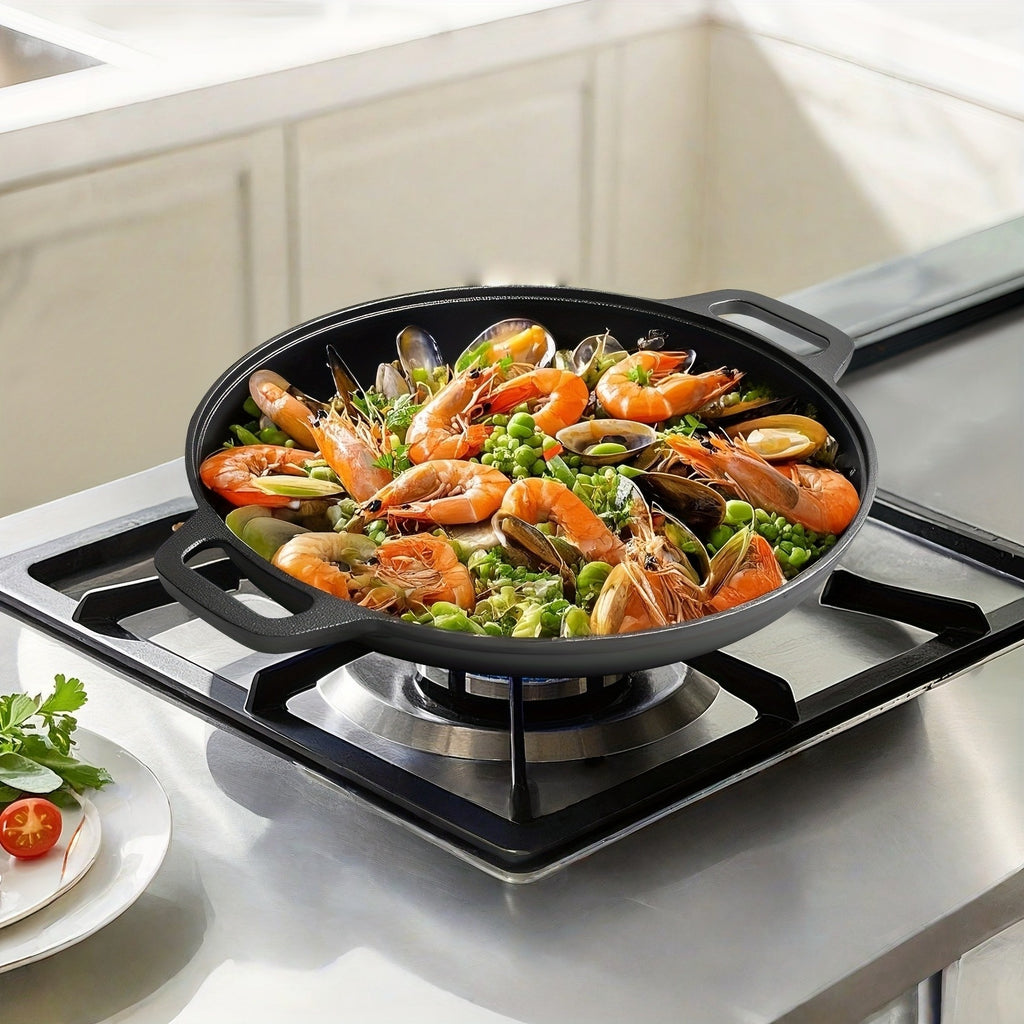 1/2/3pcs Cast Iron Pan, Pre Seasoned, Outdoor Camping Cookware Multifunctional, Non-stick, for Pizza Lovers, Home Kitchens, Outdoor Cooking, Durable, Even-Heating, Versatile, Compatible with All Stoves, Perfect for Home Kitchens And Outdoor Cooking