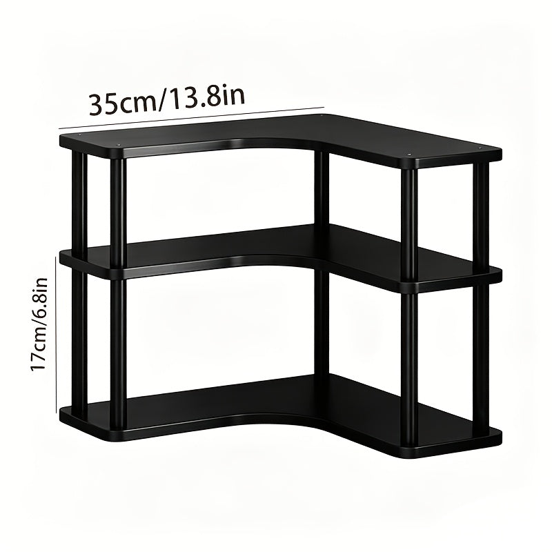 Triangular Design Fits Corner Storage Spaces. Oven Triangle Storage Rack Features Multi-tiered Design for Efficient Organization of Coffee Accessories, Cups, Kitchen Odds and Ends, and More. Countertop Storage., Corner Shelves
