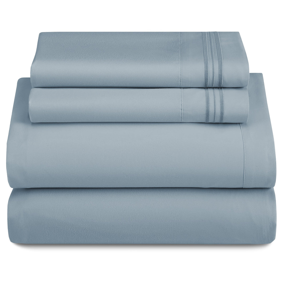 Lux Decor 4 Pieces Solid Bedsheets - 1800 Series Stylish Comfy Bedding Sheet Set - Hotel Luxury Skin Friendly Cooling Sheets & Embroidered Pillowcases Without Filler - Classic Collection With 16 Inches Deep Pocket Room decor - Shrinkage & Fade Resistant