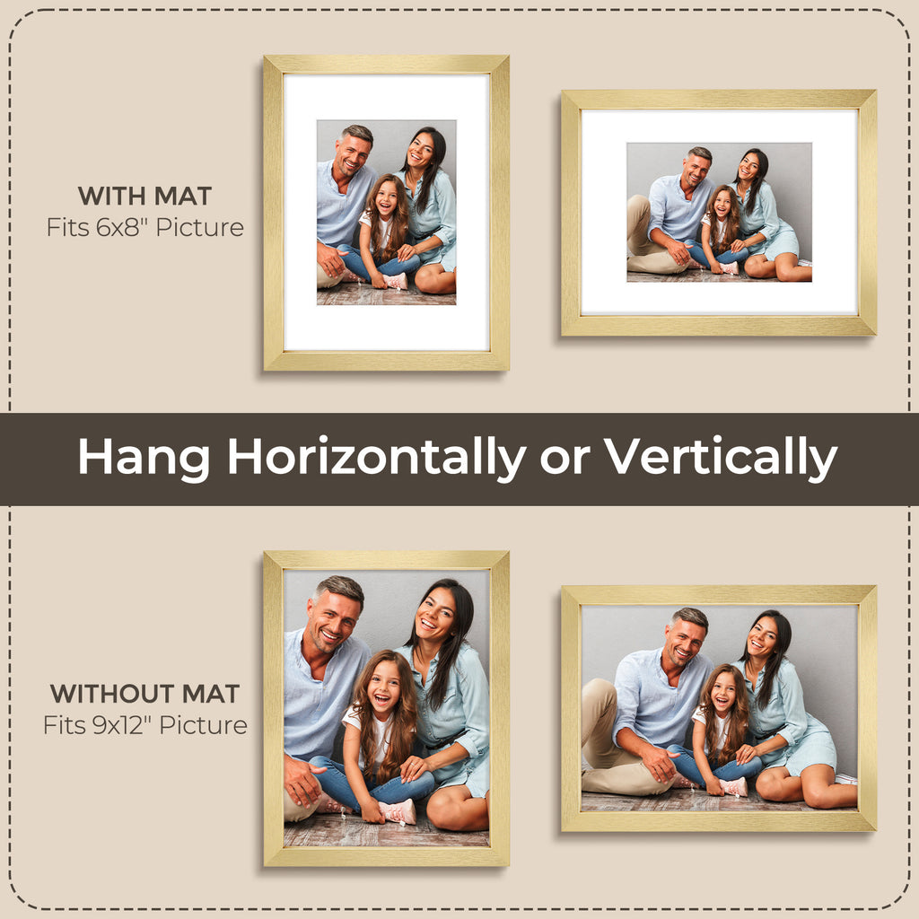 3 Pack 6x8/8x10/9x12/11x14/16x20 Picture Frames Set with Mat or without Mat, Engineered Wood Photo Frames with Plexiglass, for Wall or Tabletop Display - Gallery Wall Frames, Office Home Decor,Poster Frames