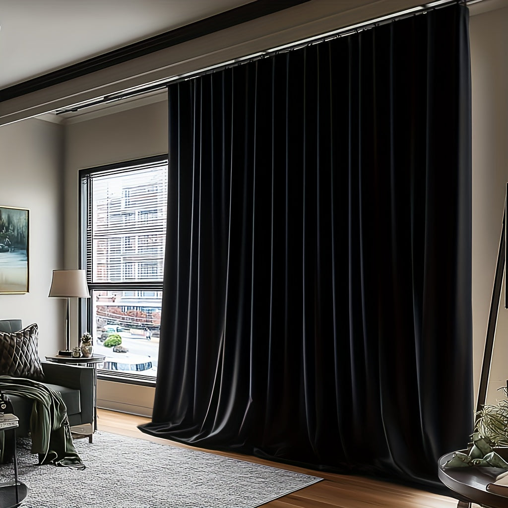 1-Panel Modern Blackout Room Divider Curtain Panel Suitable for Ceiling Track/Rod Pocket Mount, Panel with Hooks, Blocking Floor/Wall Curtain for Doors, Machine Washable for Bedroom/