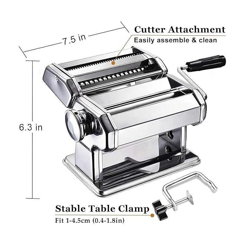 Pasta Maker Machine, 8-Adjustable Thickness Settings, 2-in-1 Pasta Machine with Roller and Cutter, Dough Press for Making Pasta, Perfect for Spaghetti, Fettuccine, Lasagna, or Dumpling Wrappers, Kitchen Gadget for Pasta Lovers, Father's Day Gift