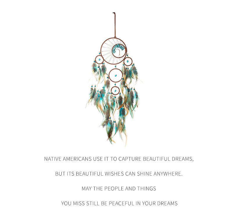 Bohemian Dream Catcher Pendant with Feathers - Natural Elements Door Hanging Decor for Bedroom, No Electricity Needed, Unique Birthday Gift for Girls & Women