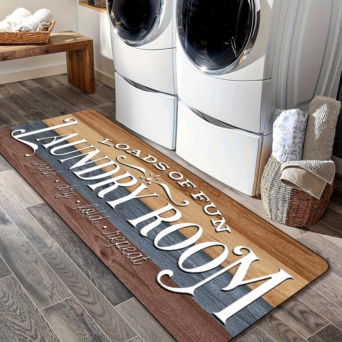 Non-slip Laundry Room Runner Rug, Washable Farmhouse Retro Mat, Home Decor Floor Mat, Laundry Rug for Kitchen, Bathroom Rug, Home Decor, Laundry Room Accessories, Valentine's Day Gift