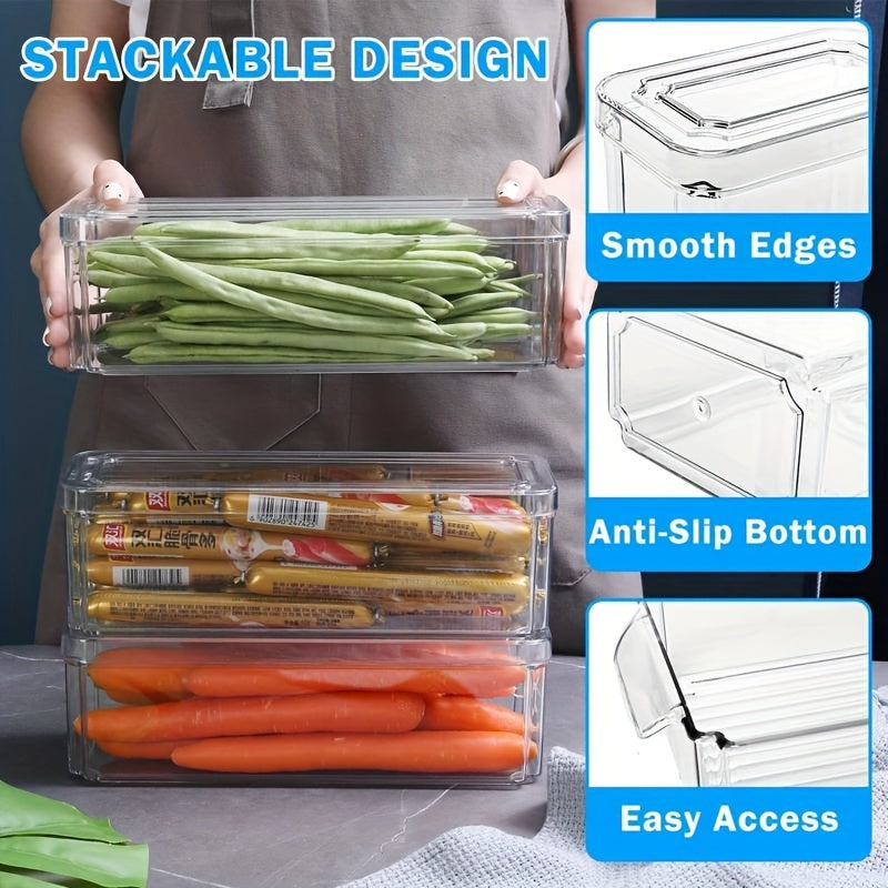 10-Pack Refrigerator Organizer Bins, Fridgeorganizers And Storage Clear, Stackable Fridgeorganizer with Lid, Bpa-Free Fruit Storagecontainers for Fridge, Kitchen, Food, Producevegetable