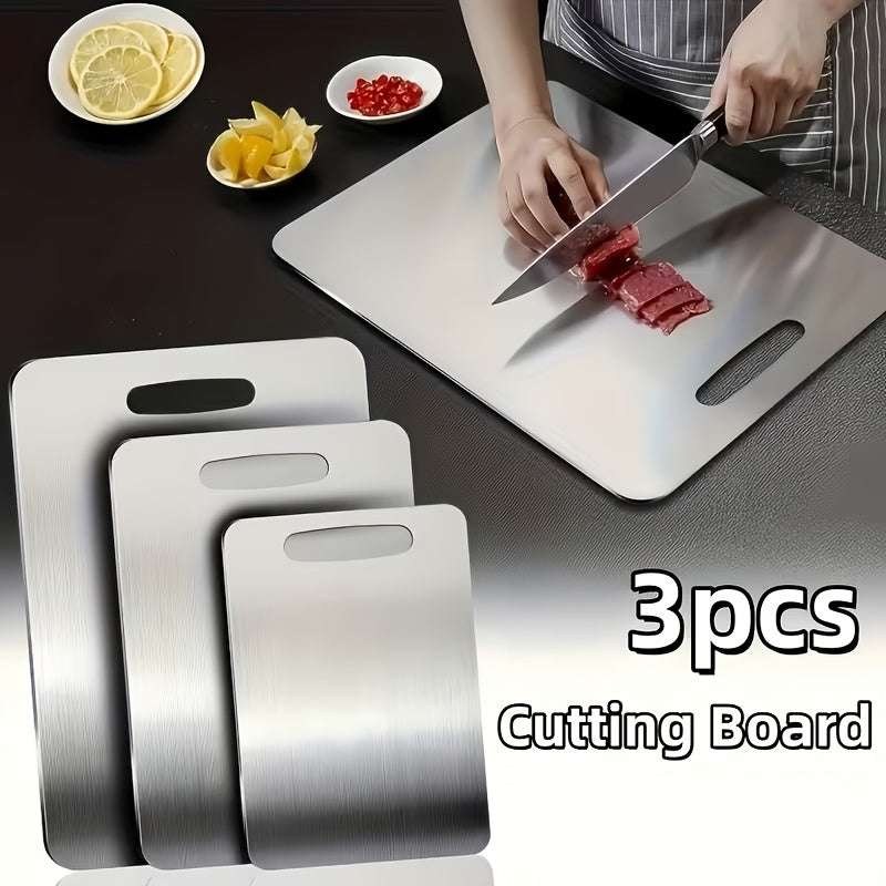 3pcs Titanium Cutting Boards 2026 New Upgrade - Heavy-Duty, Rust-Resistant, BPA-Free, Easy To Clean, Space-Saving, Rounded Edges, Hook Handles - Durable Kitchen Prep Boards For Meat, Vegetables, And Fruits - Perfect For Home, Outdoor BBQ, And Gifts