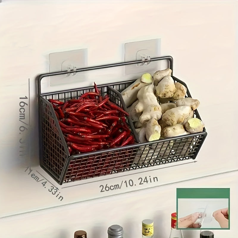 Storage Basket Wire Food Storage Organizer Wall-Mounted Storage Rack Kitchen Bedroom Bathroom Home Wall Rack Sponge Rack Single-Layer Carbon Steel Hanging Basket