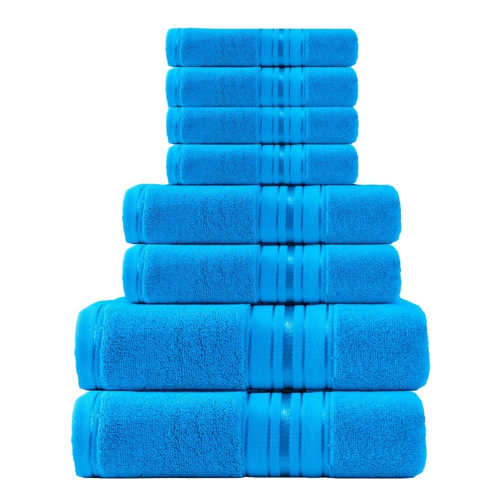 Luxury 8pcs Bath Towel Set, 100% Cotton Premium Hotel Quality, Includes 2 Bath Towels, 2 Hand Towels, 4 Washcloths, Soft Absorbent Spa Towel Collection, Ideal for Bathroom, Hotel, SPA