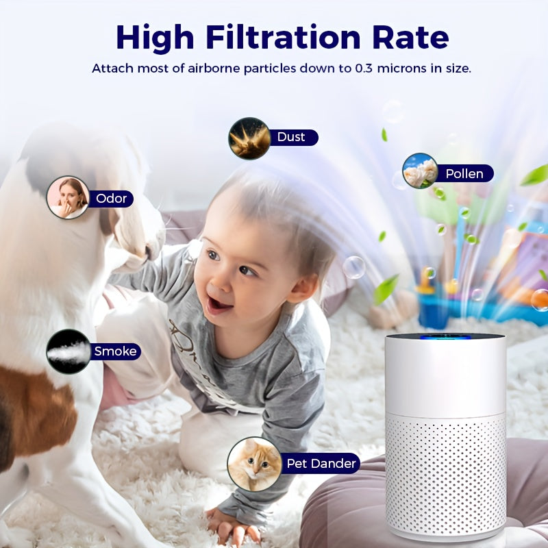 Bedroom Air Purifier with H13 HEPA 3-in-1 Filtration and Sleep Mode for Home Air Care, Dust, Pollen, Pet Dander and Odor Filtration, Single or Two Unit Options
