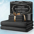 Bamboo Sheets for Extra Deep Mattresses, Soft Breathable Cooling-Style Bedding with Flat Sheet Fitted Sheet and Pillowcases in Twin Full Queen King