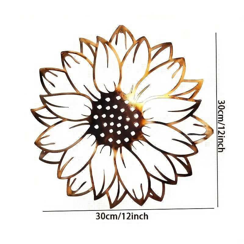 Vintage Metal Sunflower Wall Art Decor - Rustic Iron Wall-Mounted Statue with Intricate Petal & Stamen Design, No Electricity Needed for Indoor/Outdoor Use in Farmhouse, Patio, Garden, Living Room, Wedding & Party Decoration