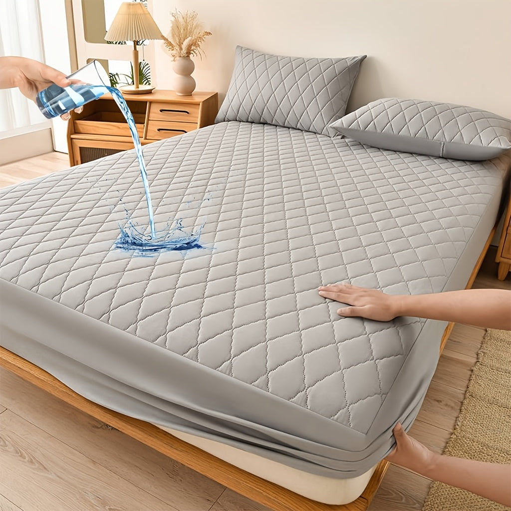 1pc Soft Waterproof Mattress Protector (No Pillowcase) - Breathable & Cool Bed Sheet, Machine Washable, 4 Sizes (Twin/Full/Queen/King), Snug Elastic Edges, 7 Colors - Ideal For Bedroom, Home, Or Hotel Use, Thickened Protective Mattress Cover