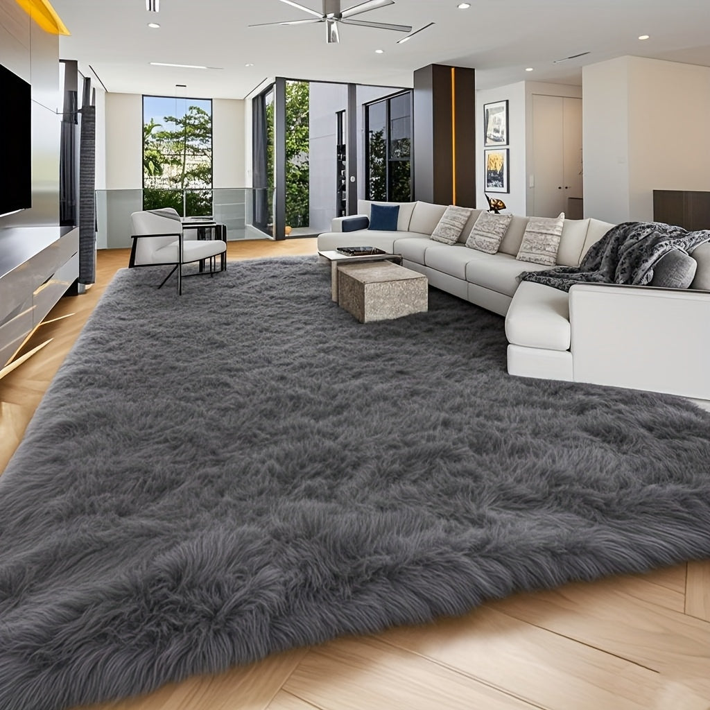 Extra Large Fluffy Shaggy Rug Suitable for Living Room Bedroom Carpet - Plush Soft Modern with Shag Carpet, Machine Washable Black Fuzzy Rug Suitable for Playroom,, Cozy Indoor Decor for Christmas Gift