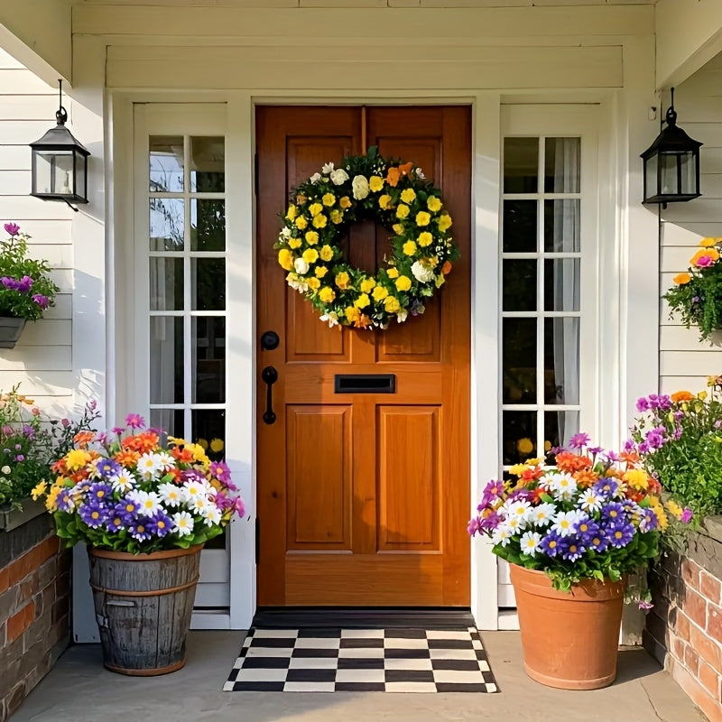 10 Bundles of Outdoor Artificial Flowers, Plastic Flower Decorations, Daisy Imitation Bouquets, Uv-Resistant Artificial Flower Shrubs, Suitable For, Hotel, Office, Wedding, Party, Family Garden, Porch, Cottage Decoration, Courtyard