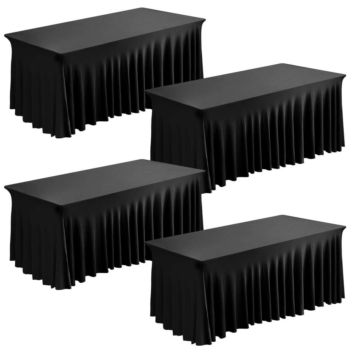 1pc/2pcs/4pcs Table Skirts, 4Ft/6Ft Table Cloth, Black/White Table Cloth Rectangle, for Rectangle Tables, Table Skirts for Rectangle Tables, Tulle Table Skirt, for Birthday, Graduation Ceremonies, Family Dinners, And Christmas