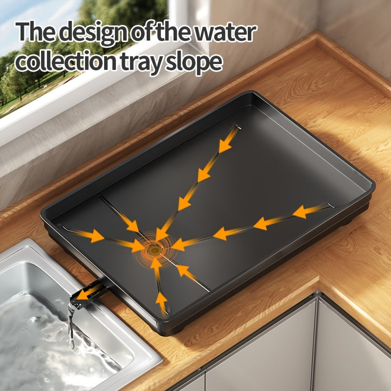 Two-tier Metal Kitchen Countertop Dish Rack Is Space-saving And Durable. It Comes with A Knife And Fork Holder, A Cup Rack, A Cutting Board Holder, And A Rust-proof Draining Tray. It Organizes Your Tableware And Helps Keep Your Kitchen Neat And Tidy.