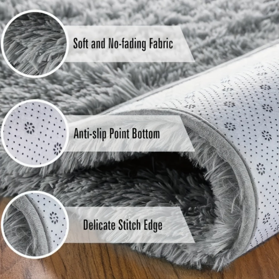 6x9 Fluffy Area Rug, Super Soft Machine Washable Plush Floor Carpet with Non-Slip Design in Gray, Pink and Tie-Dye Options for Living Room and Bedroom Decor