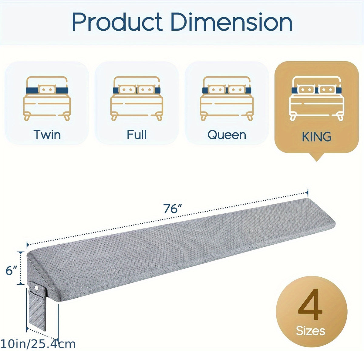 Bed Wedge Pillow - Bed Gap Filler Mattress Wedge Headboard Pillow Close The Gap Between Your Headboard or Wall for Sleeping Backrest Pillow