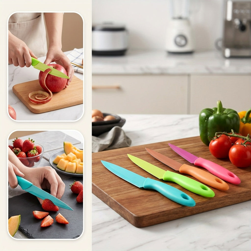 4pcs Ultra Sharp Kitchen Knives | 3 Inch Peeling Knife, Fruit and Vegetable Knife, German Steel Blade, PP Plastic Handle