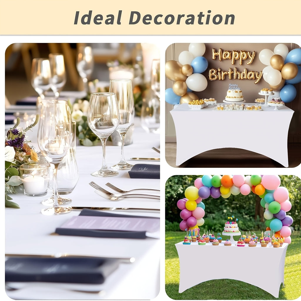 2/4/8/12 Pack Table Cloths 6FT Tablecloths Spandex Fitted Suitable For Rectangular Tables, Wrinkle Resistant Elastic Tablecloth, Ultimate Desktop Protective Cover, Suit For Parties, Trade Exhibitions, Mothers Day, Weddings Decor Kitchen