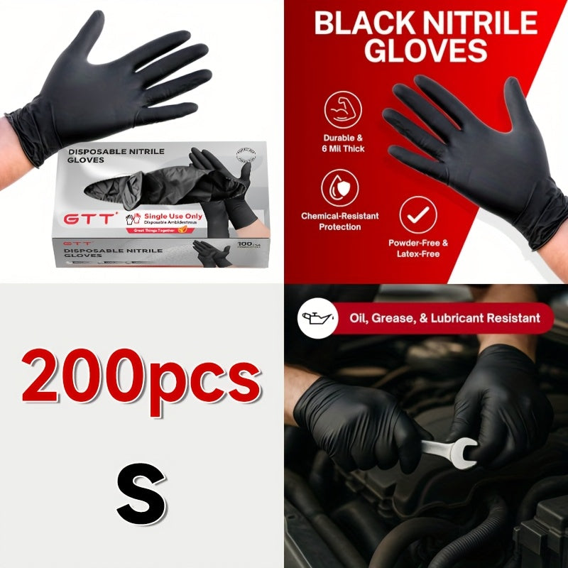 Black Nitrile Disposable Gloves, 200 Count Packaging, 6 Mils Thickness, Flexible And Form-Fitting, Chemical, Grade -Free, Maintenance Team Use